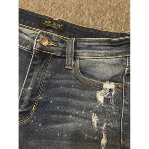 Judy Blue Denim Shorts Distressed Frayed Hem Stretch Casual Medium